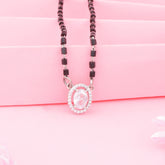 Silver  Oval Solitaire Mangalsutra For Women